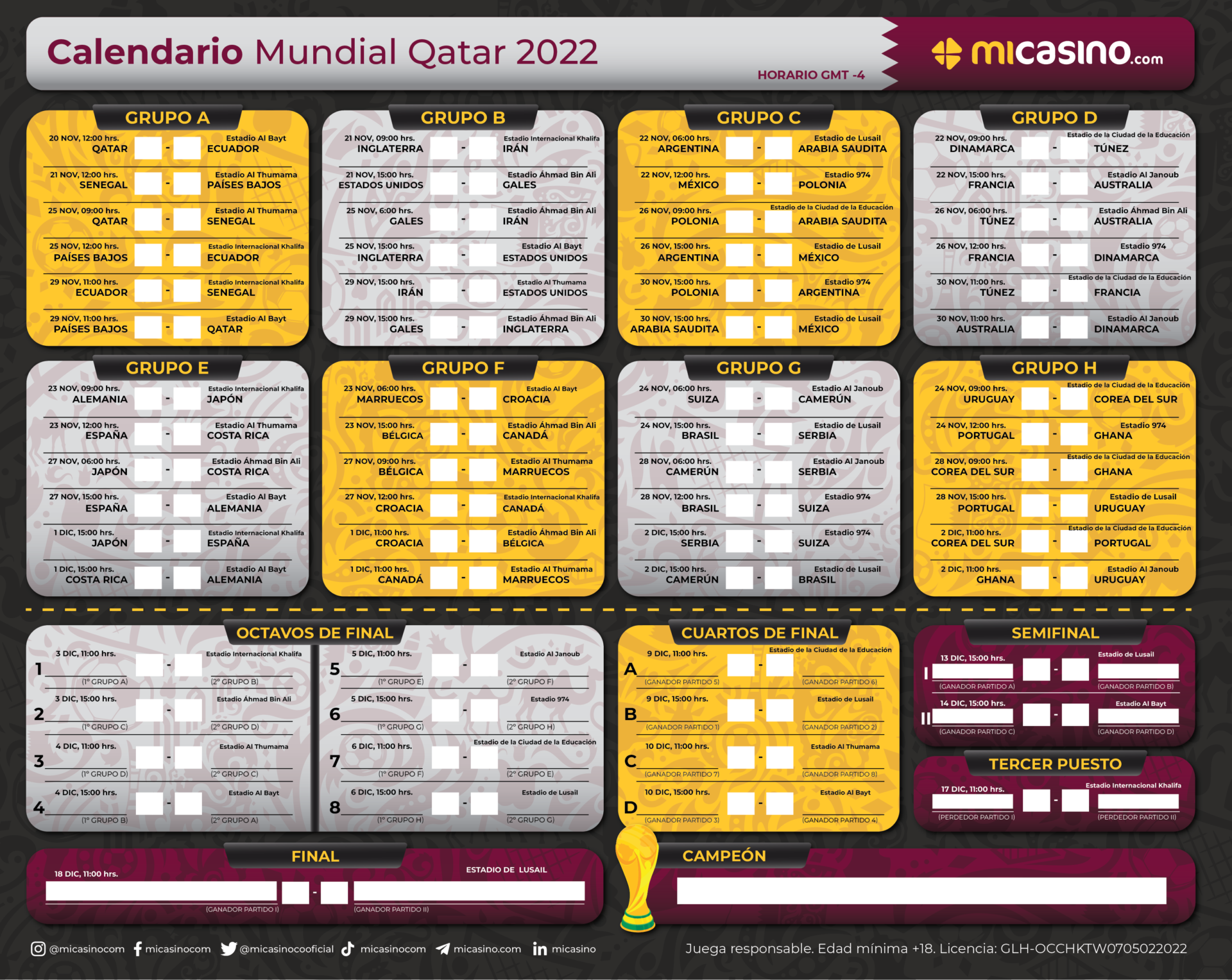 Portada Quiniela Mundial Qatar 2022 - FINAL- Mi Casino