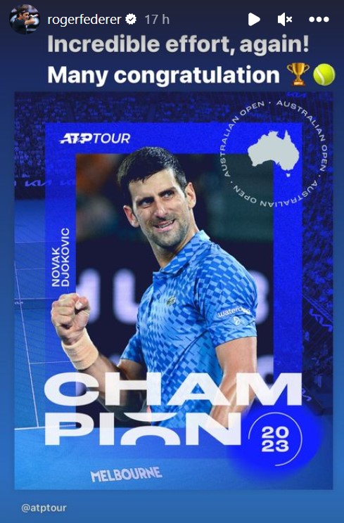 Roger Federer felicita a Novak Djokovic- Mi Casino