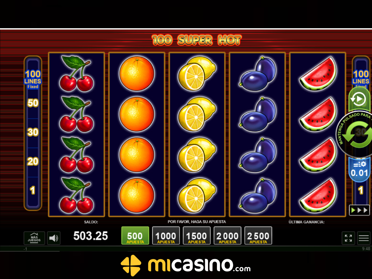 Juega y gana con el slot 100 Super hot Mi Casino