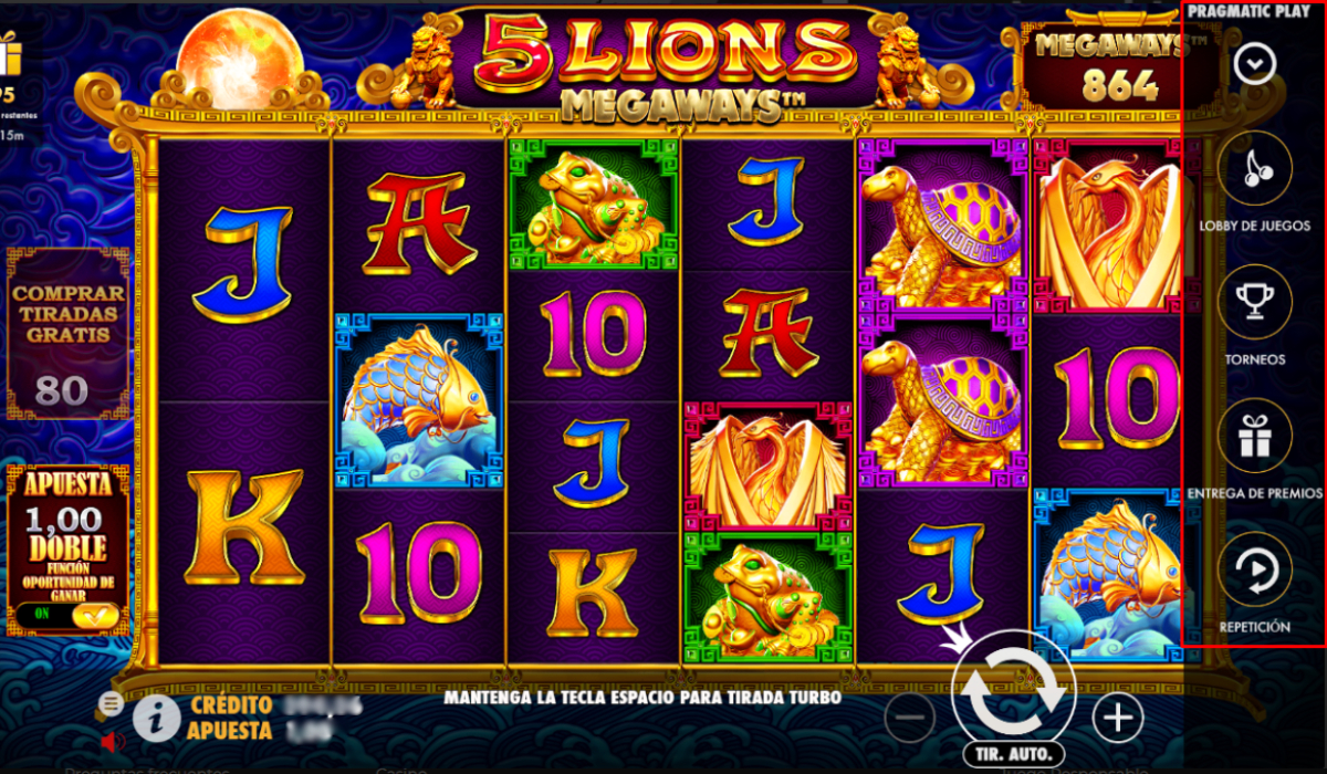 Slot 5 Lions Megaways Gana dinero en casino online Mi Casino