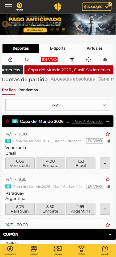 Apuestas deportivas MiCasino.com