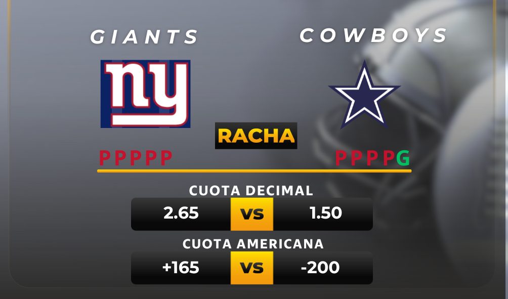 Cuotas Giants vs Cowboys MiCasino.com