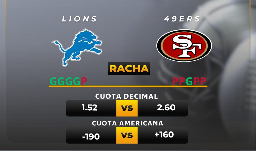 Lions vs 49ers cuotas NFL MiCasino.com