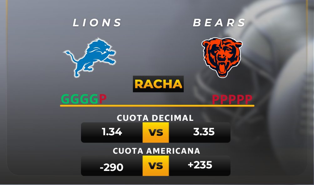 apuestas nfl hoy y pronóstico deportivo Lions vs Bears semana 16 futbol americano