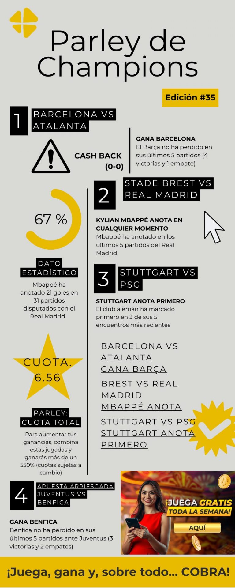 Pronóstico Champions League - Partidos Fase de Liga Jornada 8 MiCasino.com