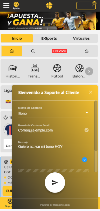 Aprovecha el Bono HOY Dinero Extra y eleva tu juego solo por hoy MiCasino.com 