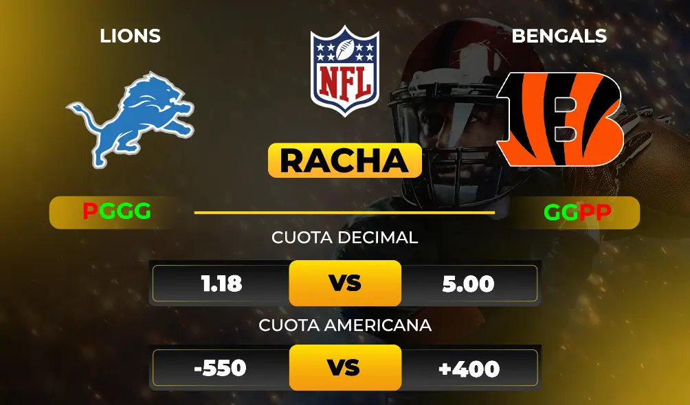 Detroit Lions vs Cincinnati Bengalse pronóstico nfl Cuotas - MiCasino