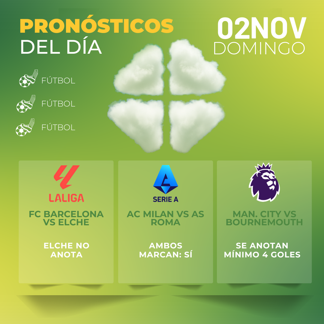 Pronósticos deportivos GRATIS de fútbol para hoy domingo 02