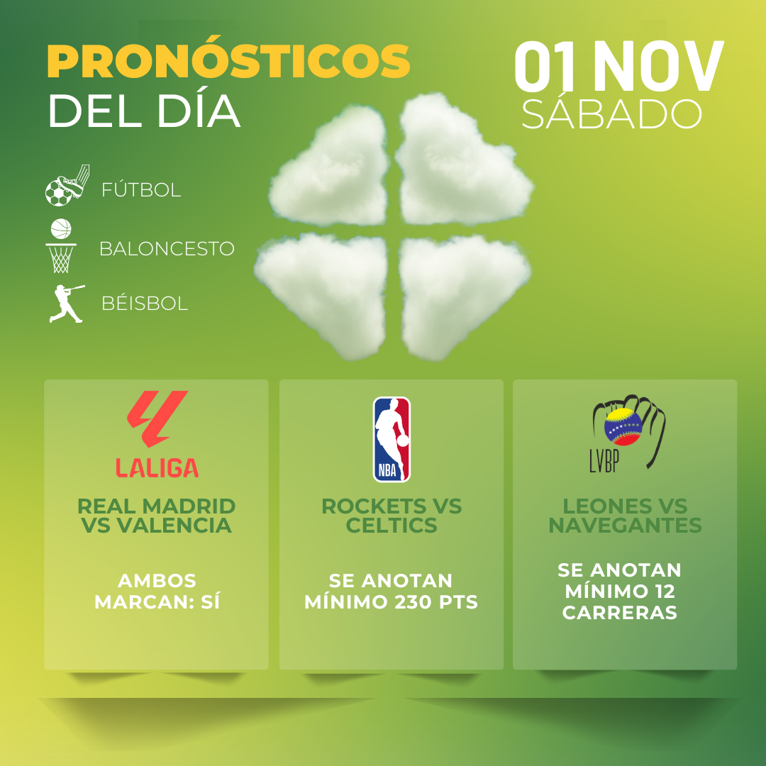Pronósticos deportivos GRATIS para hoy sábado 01-11-2025