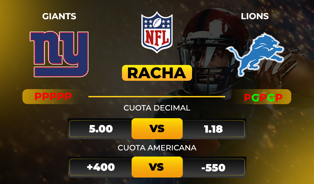 Giants vs Lions - Pronóstico y apuestas de NFL - Cuotas- MiCasino