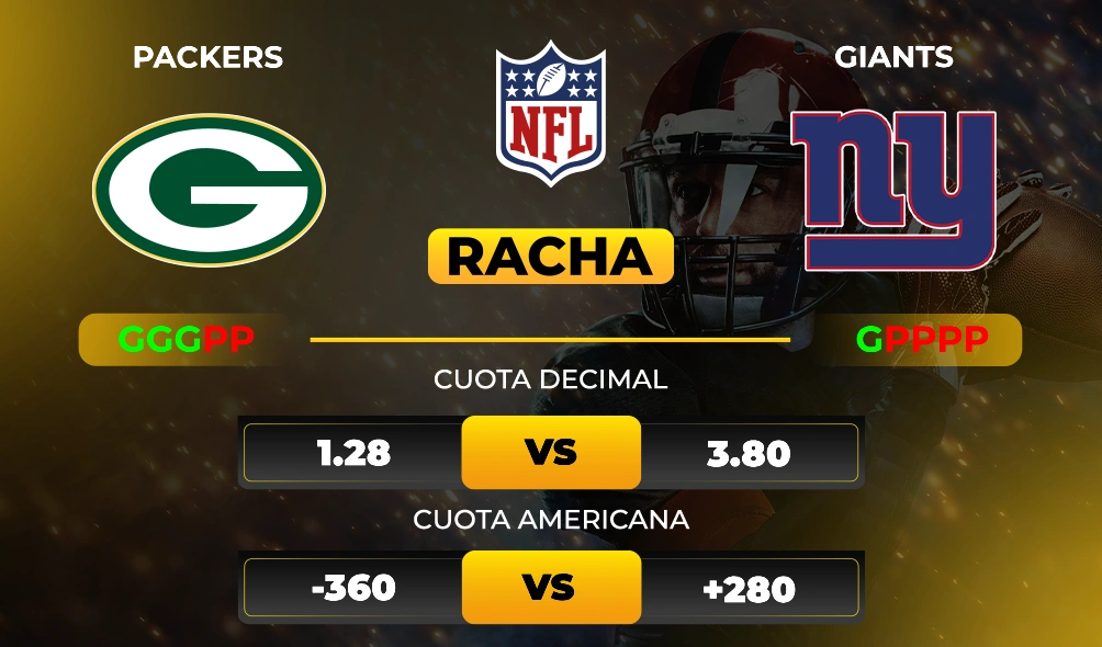 Packers vs Giants - Pronóstico y apuestas - Rachas y Cuotas - NFL - MiCasino