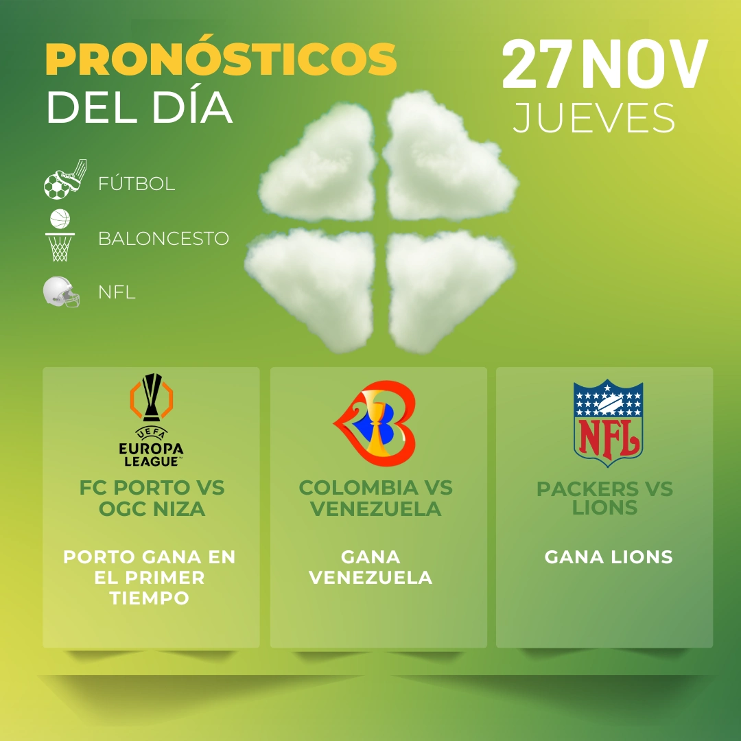 Pronósticos deportivos GRATIS para hoy jueves 27-11-2025 - Interna - MiCasino