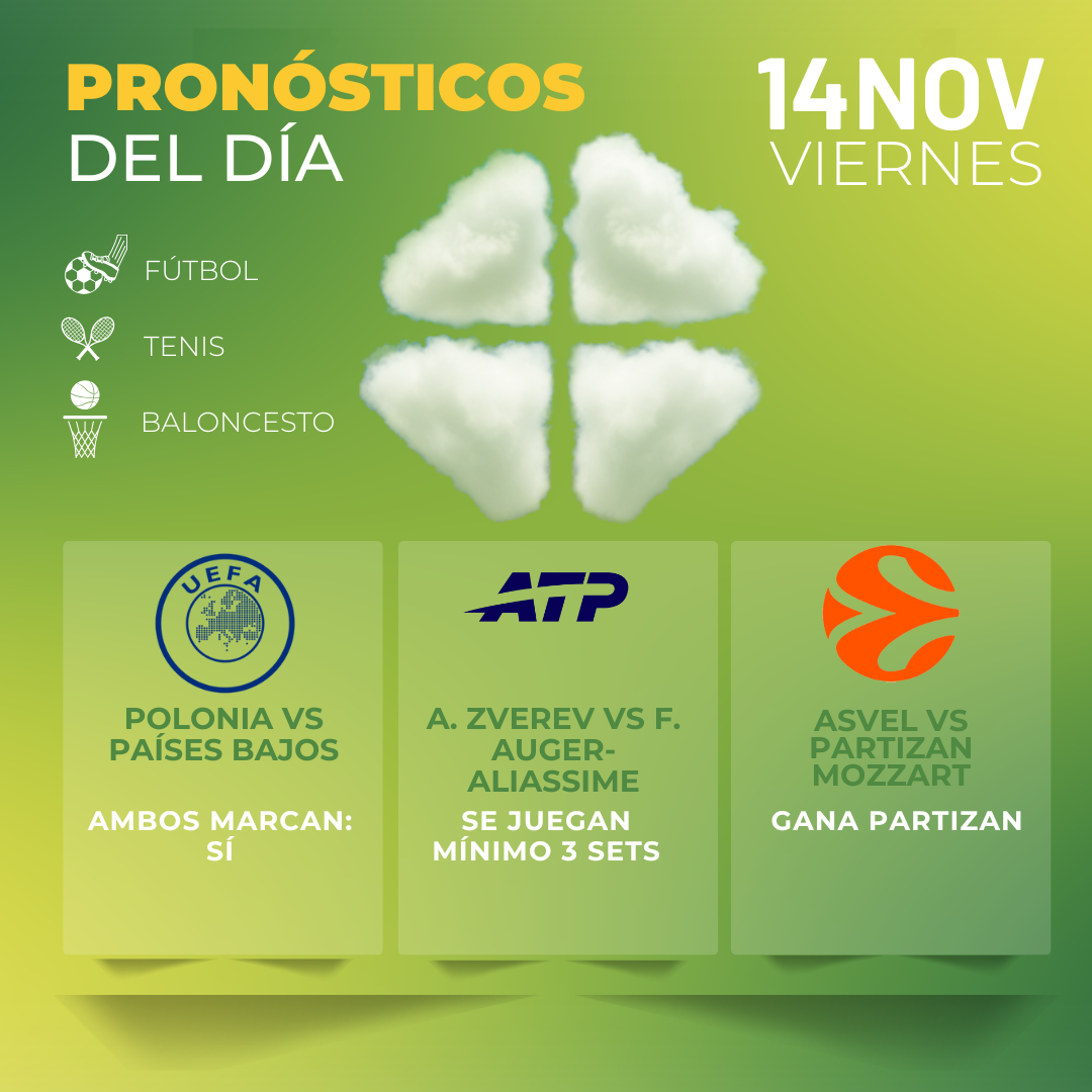 Pronósticos deportivos GRATIS para hoy viernes 14 de noviembre MiCasino
