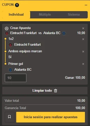 Eintracht Frankfurt vs Atalanta pronóstico - Champions League - MiCasino