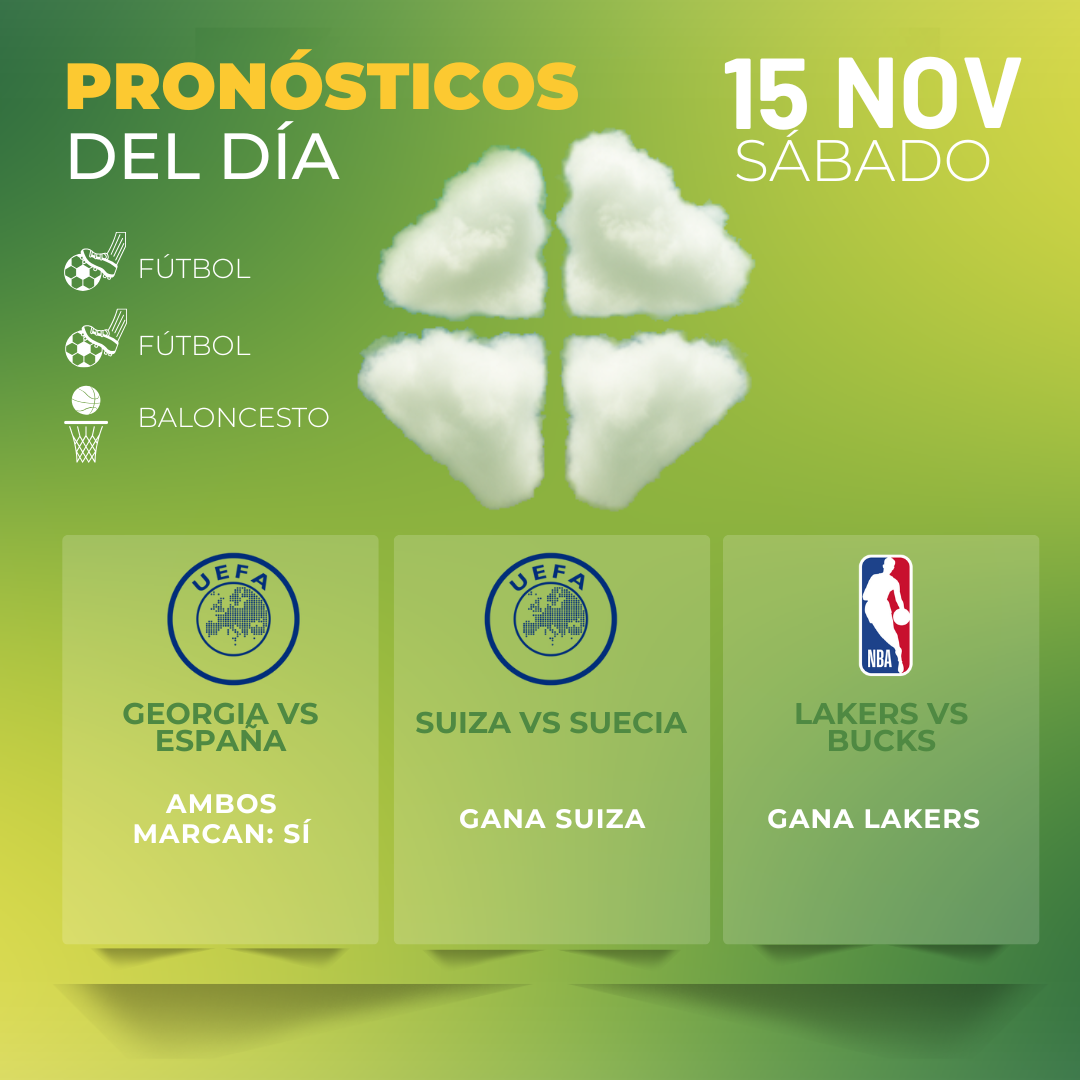 Pronósticos deportivos hoy sábado 15 de noviembre - UEFA - NBA - MiCasino 
