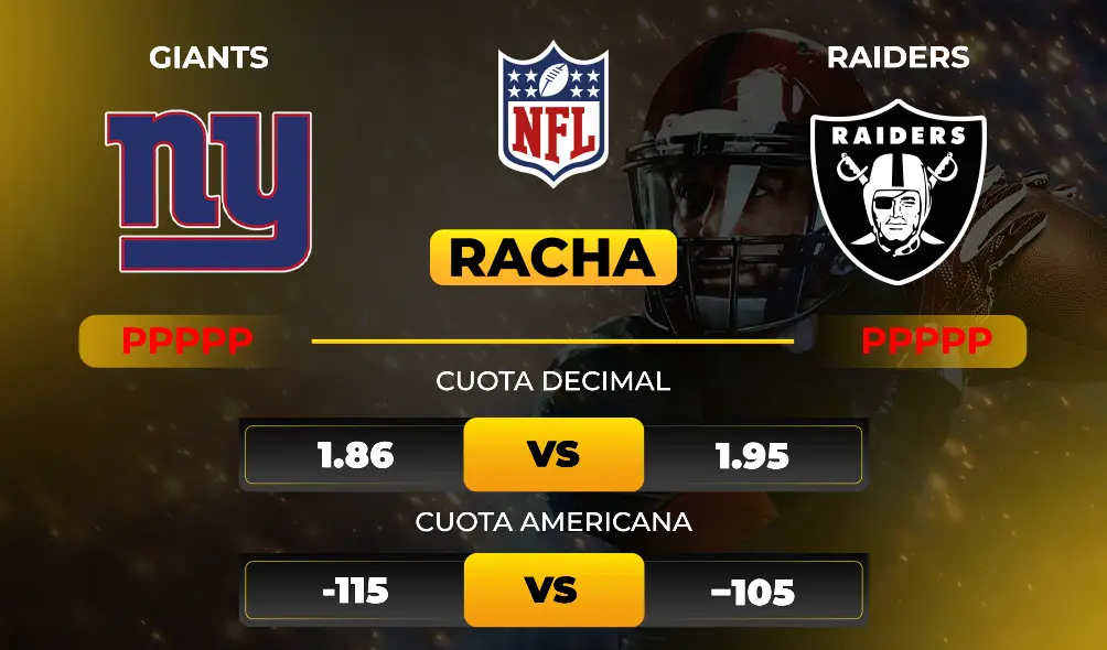 Giants vs Raiders – Pronóstico Deportivo – NFL- Cuotas- MiCasino 