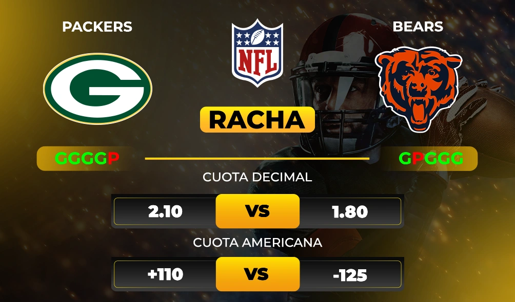 Packers vs Bears - Pronóstico y apuesta recomendada - Cuotas y rachas - NFL