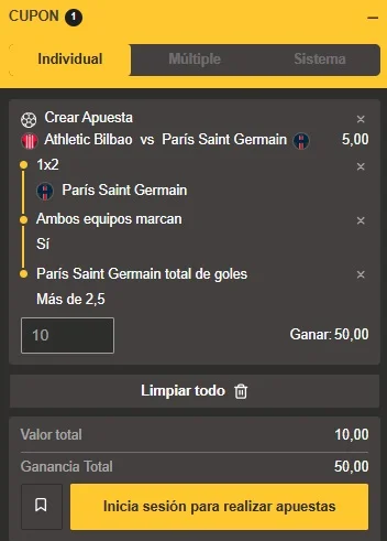 Athletic Club vs PSG pronóstico y apuesta Champions League