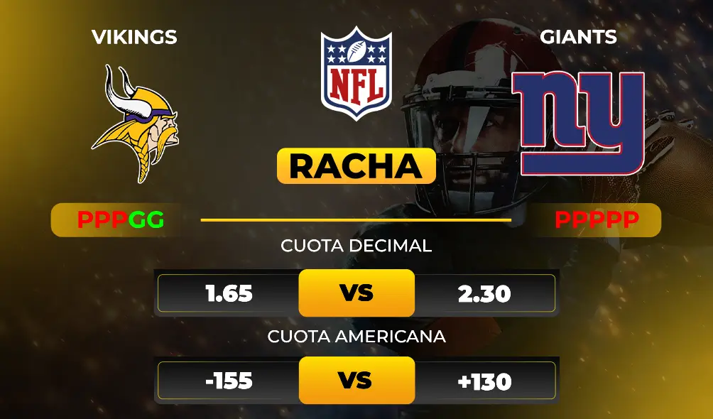 Vikings vs Giants - Pronóstico y apuesta recomendada de NFL- MiCasino