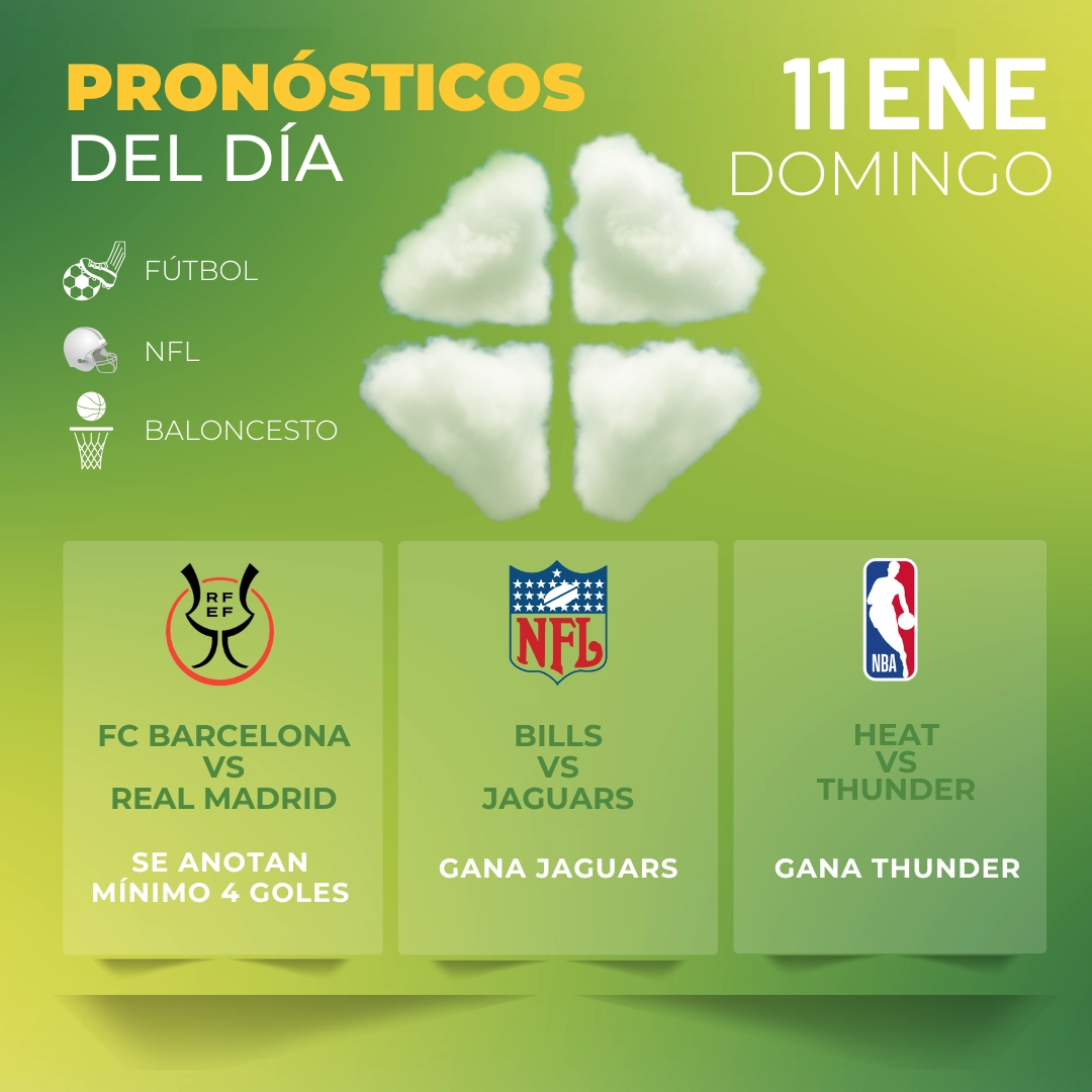 Pronósticos deportivos GRATIS para hoy sábado 11-01-2026 - Interna - MiCasino
