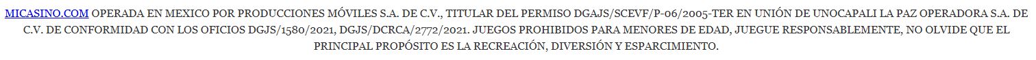 Disclaimer México - MiCasino
