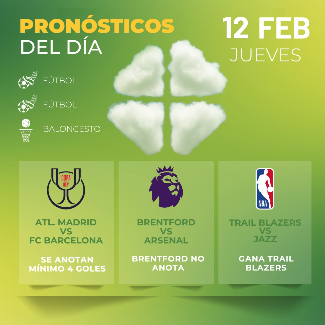 Pronósticos deportivos GRATIS para hoy jueves 12-02-2026 - Interna - MiCasino