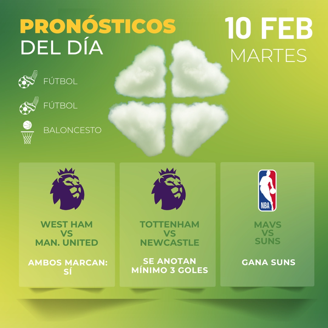 Pronósticos deportivos GRATIS para hoy martes 10-02-2026 - MiCasino