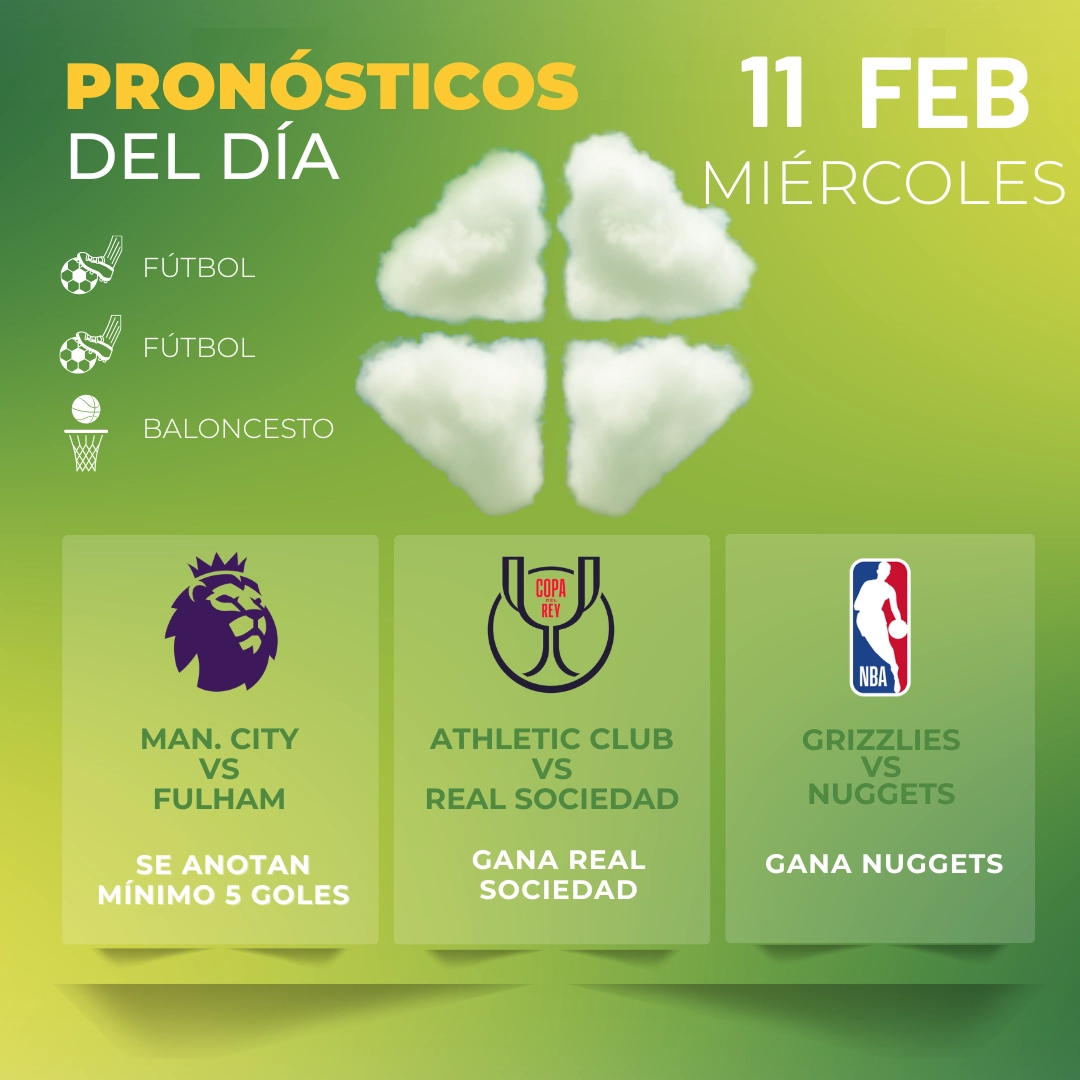 Pronósticos deportivos GRATIS para hoy miércoles 11-02-2026 - Interna - MiCasino