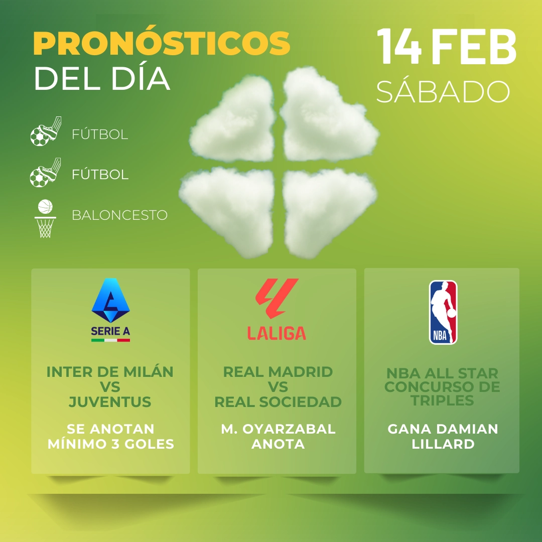 Pronósticos deportivos GRATIS para hoy sábado 14-02-2026 - Interna - MiCasino