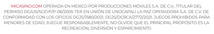 disclaimer Mexico MiCasino