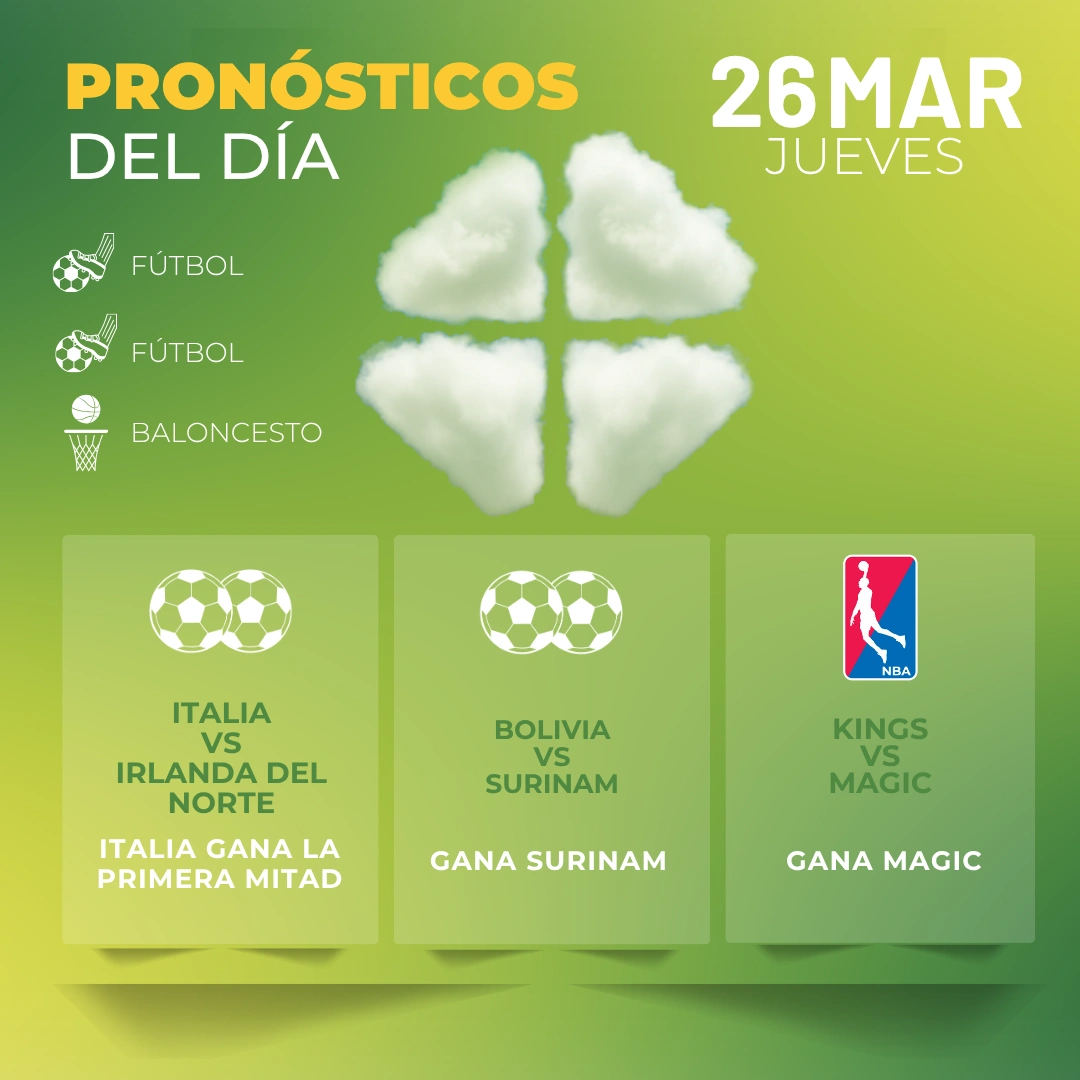 Pronósticos deportivos GRATIS para hoy jueves 26-03-2026 - Interna - MiCasino