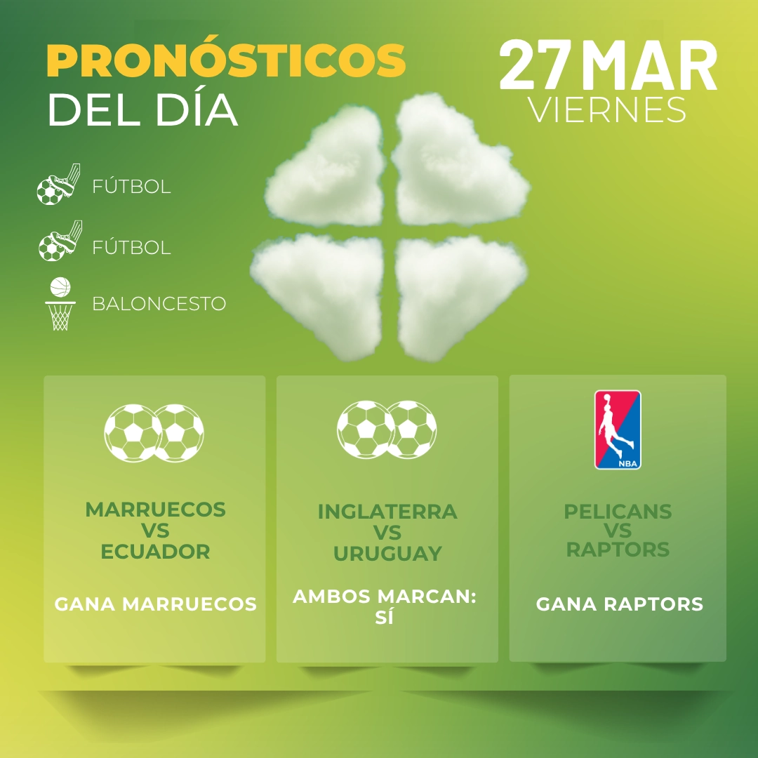 Pronósticos deportivos GRATIS para hoy viernes 27_03_2026 - Interna - MiCasino