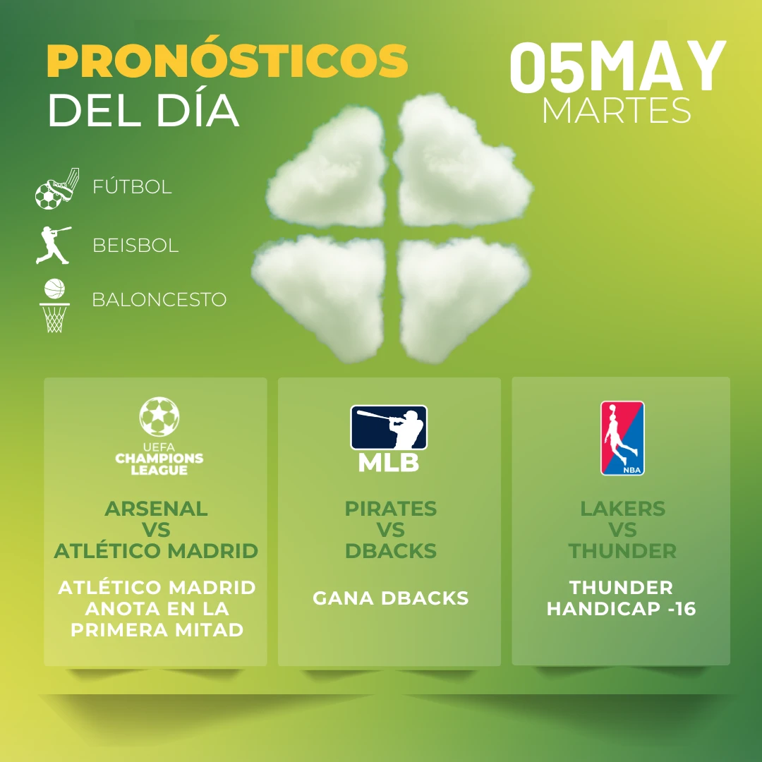 Pronósticos deportivos GRATIS para hoy martes 05-05-2026 - Interna - MiCasino