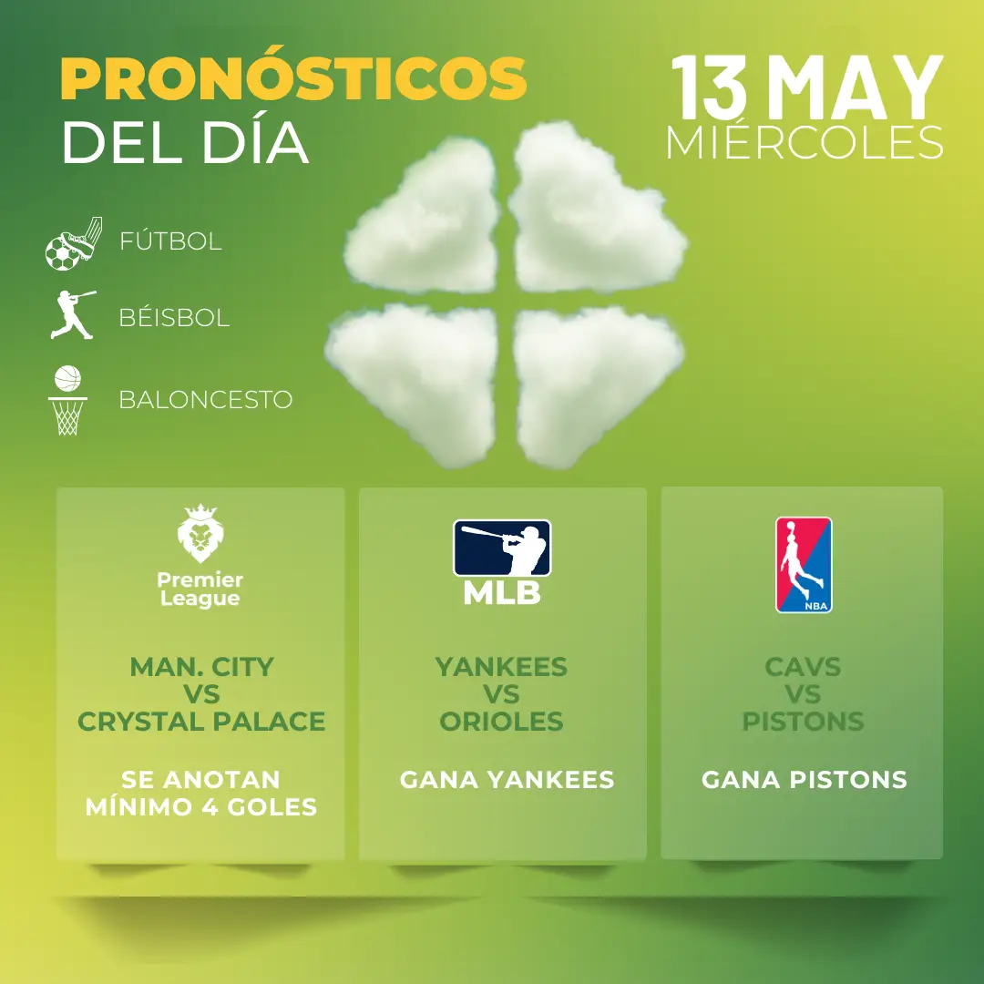 Pronósticos deportivos GRATIS para hoy miércoles 13-05-2026- MiCasino