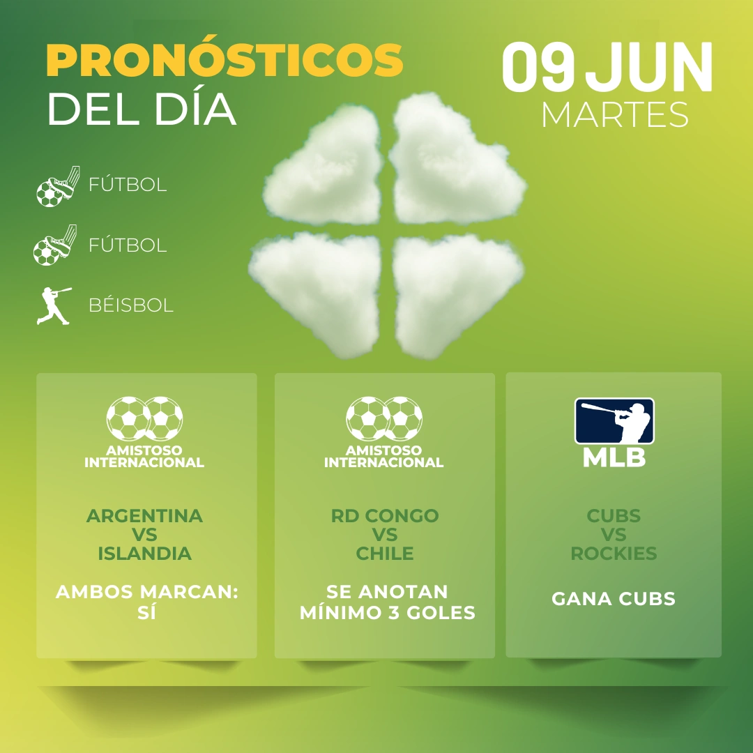 Pronósticos deportivos GRATIS para hoy martes 09-06-2026 - Interna - MiCasino