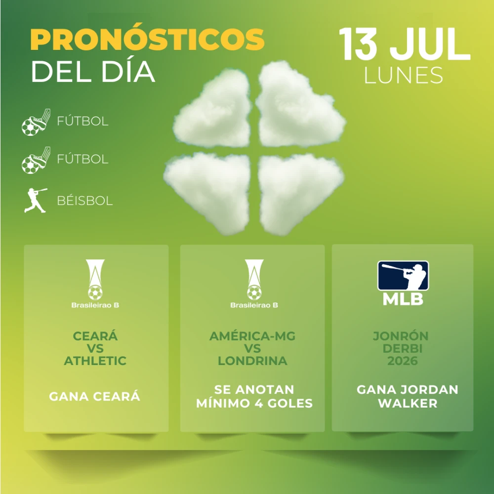 Pronósticos deportivos GRATIS para hoy lunes 13 07 2026 - INTERNA - MiCasino