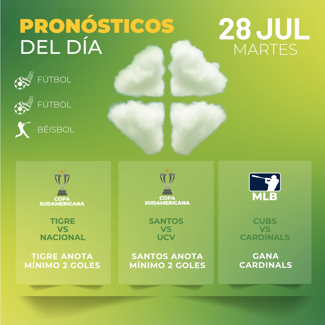 Pronósticos deportivos GRATIS para hoy martes 28 07 2026 - INTERNA - MiCasino