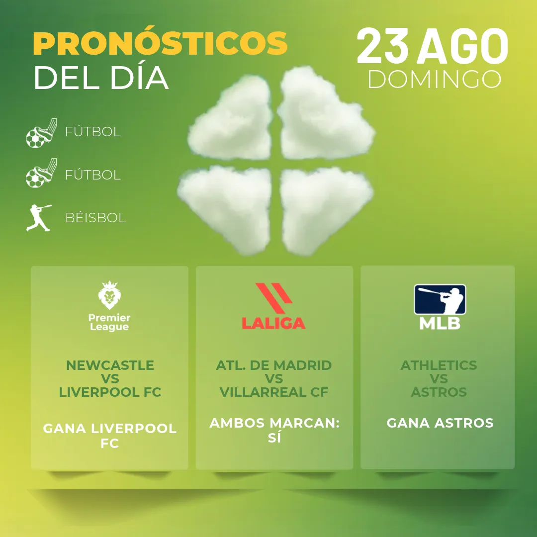 Pronósticos deportivos GRATIS para hoy domingo 23 08 2026 - INTERNA - MiCasino