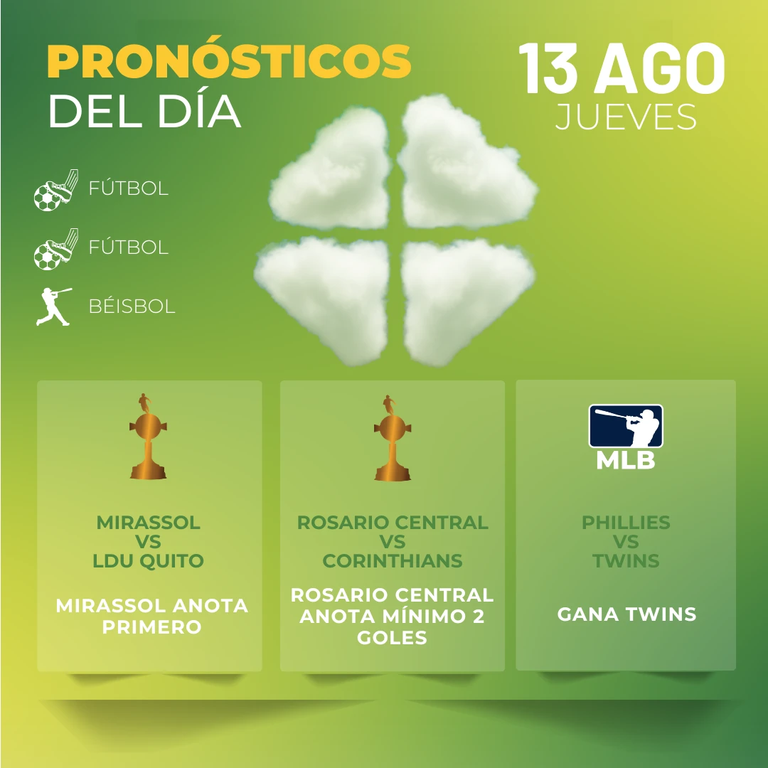 Pronósticos deportivos GRATIS para hoy jueves 13 08 2026 - INTERNA - MiCasino