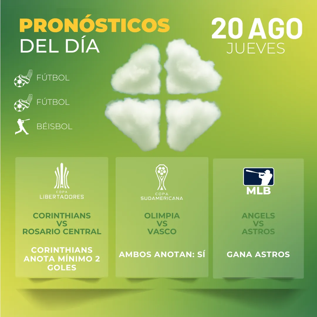 Pronósticos deportivos GRATIS para hoy jueves 20 08 2026 - INTERNA - MiCasino