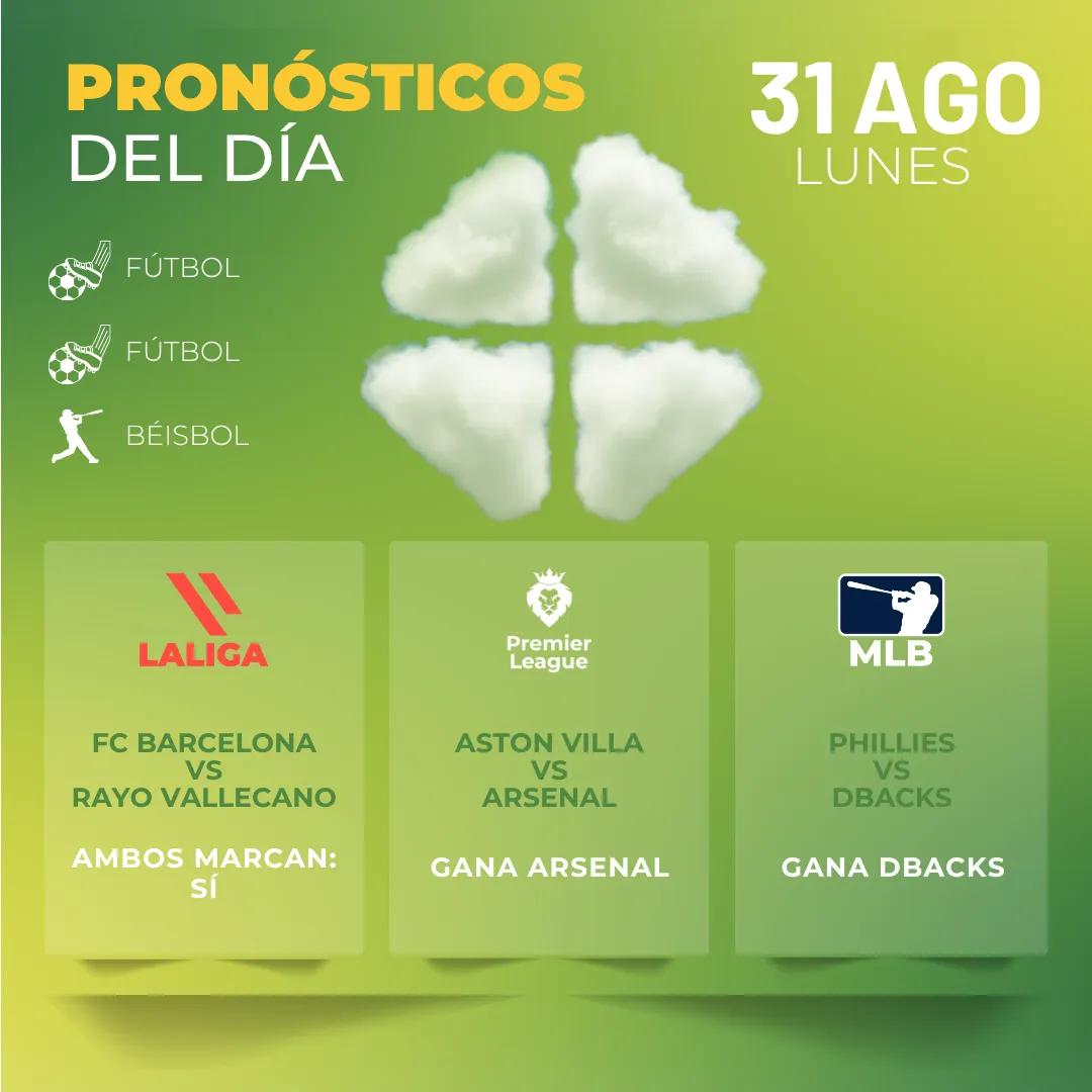 Pronósticos deportivos GRATIS para hoy lunes 31_08_2026 - INTERNA - MiCasino