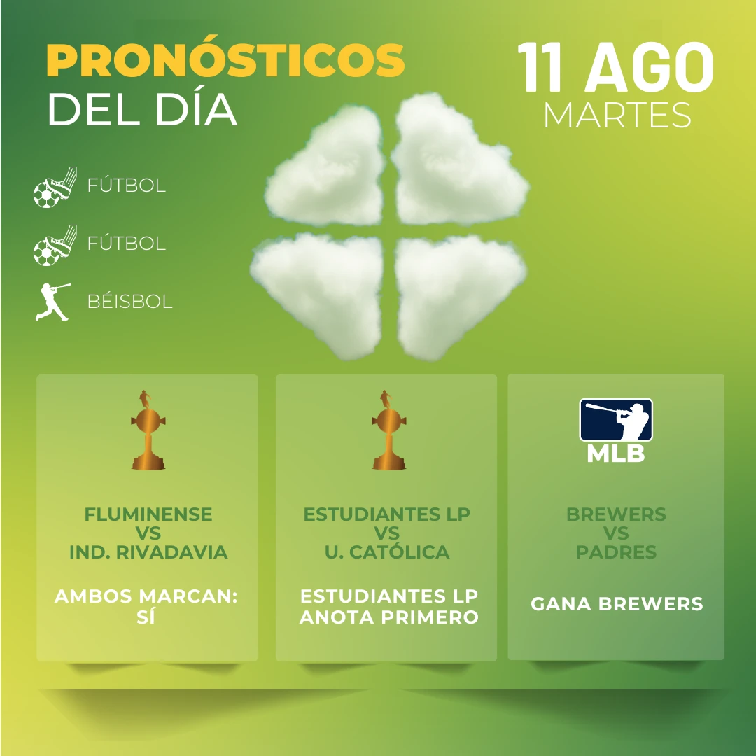Pronósticos deportivos GRATIS para hoy martes 11 08 2026 - INTERNA - MiCasino