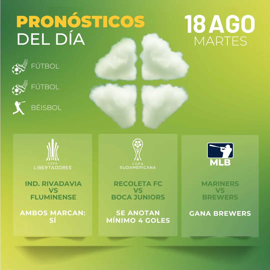 Pronósticos deportivos GRATIS para hoy martes 18 08 2026 - INTERNA - MiCasino