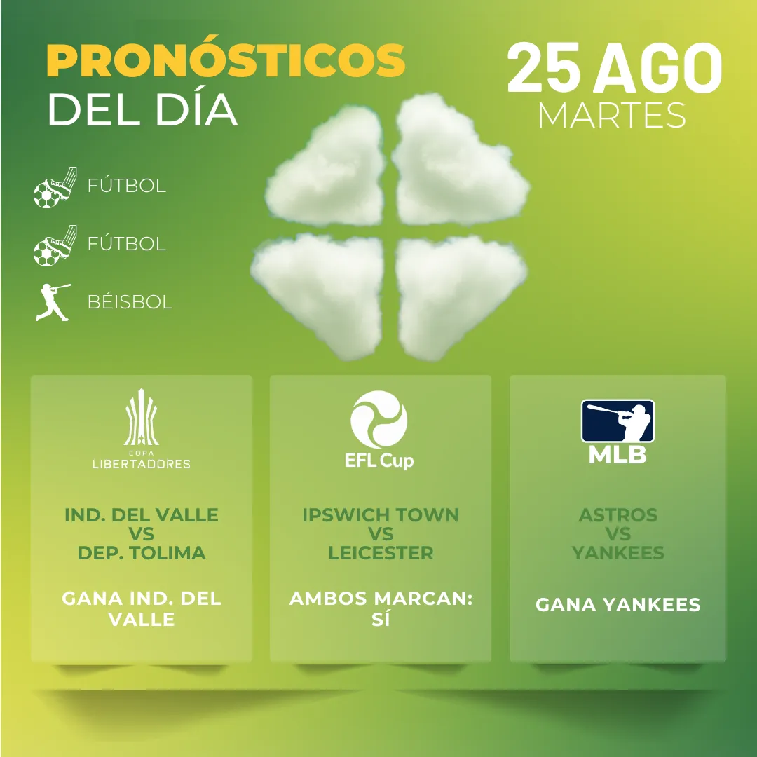 Pronósticos deportivos GRATIS para hoy martes 25 08 2026 - INTERNA - MiCasino