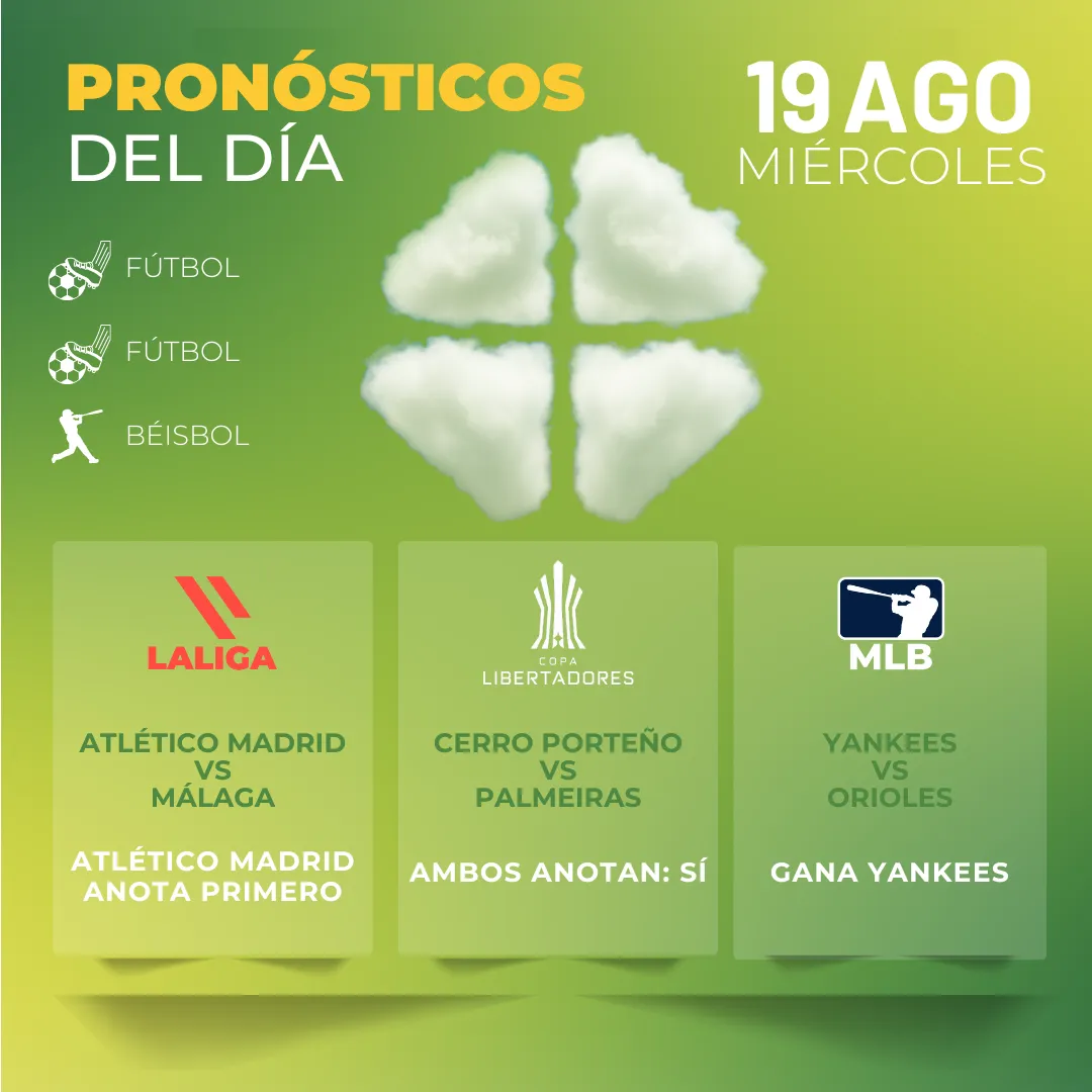 Pronósticos deportivos GRATIS para hoy miércoles 19 08 2026 - INTERNA - MiCasino