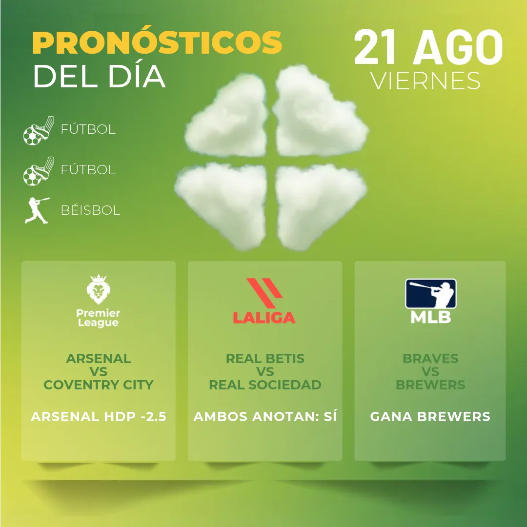 Pronósticos deportivos GRATIS para hoy viernes 21 08 2026 - INTERNA - MiCasino