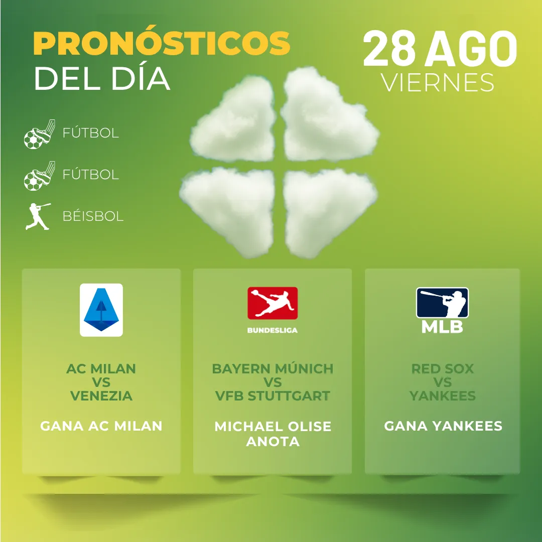 Pronósticos deportivos GRATIS para hoy viernes 28_08_2026 - INTERNA - MiCasino