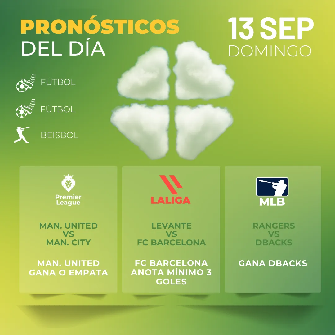 Pronósticos deportivos GRATIS para hoy domingo 13 09 2026 - INTERNA - MiCasino