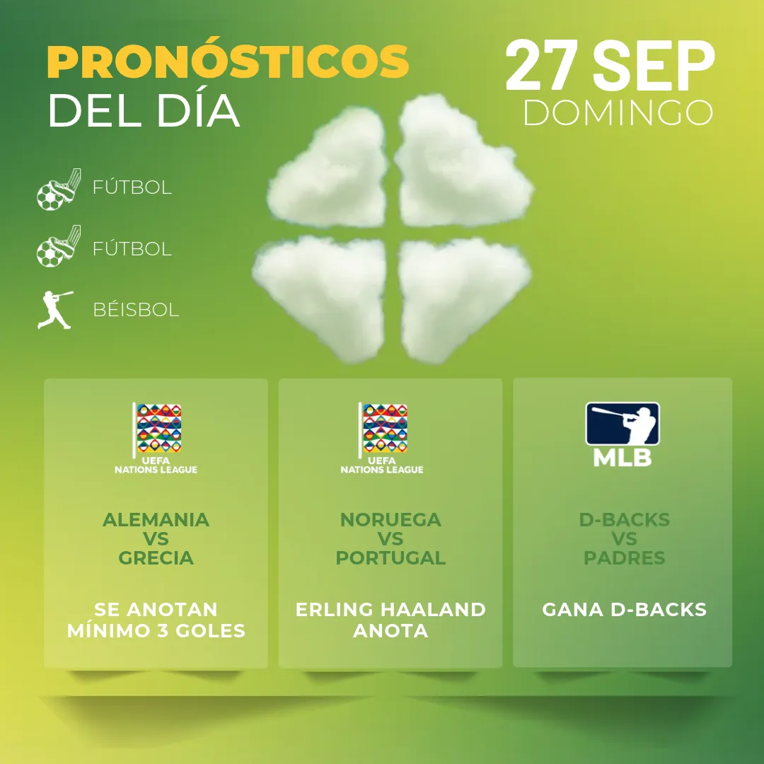 Pronósticos deportivos GRATIS para hoy domingo 27 09 2026 - INTERNA - MiCasino