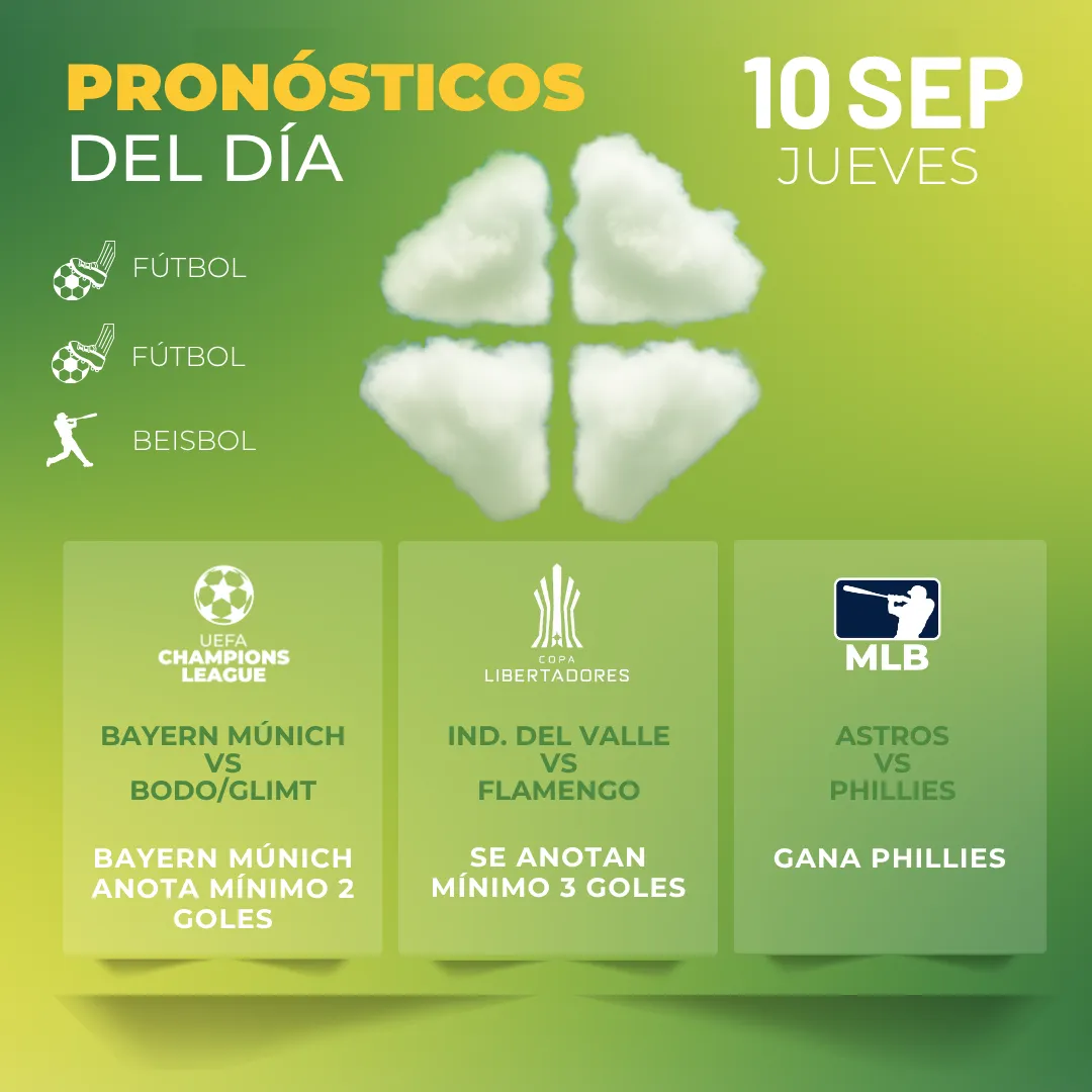 Pronósticos deportivos GRATIS para hoy jueves 10 09 2026 - INTERNA - MiCasino